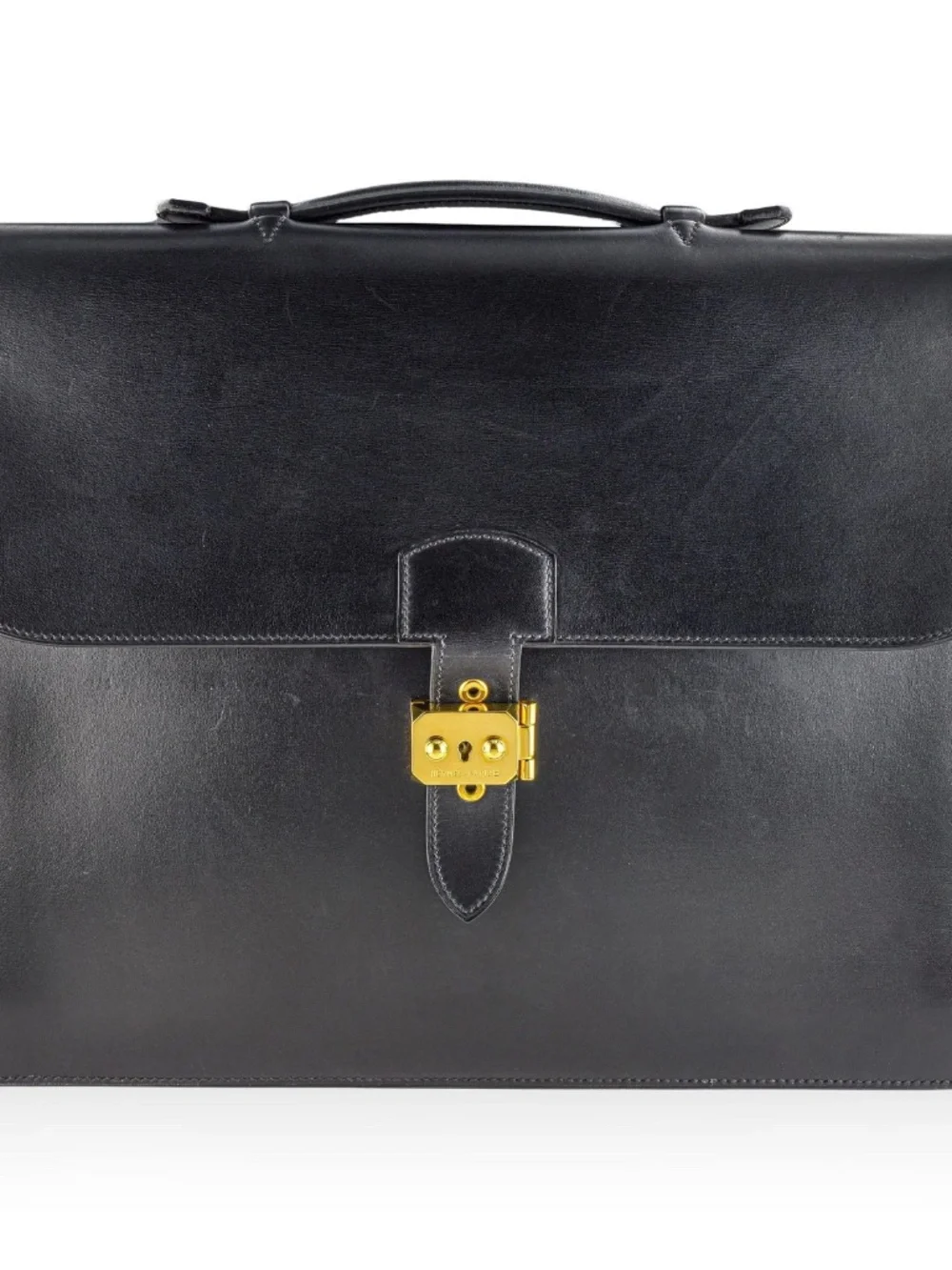 Authentic Hermes Sac A Depeches 38 Briefcase, Black color Leather